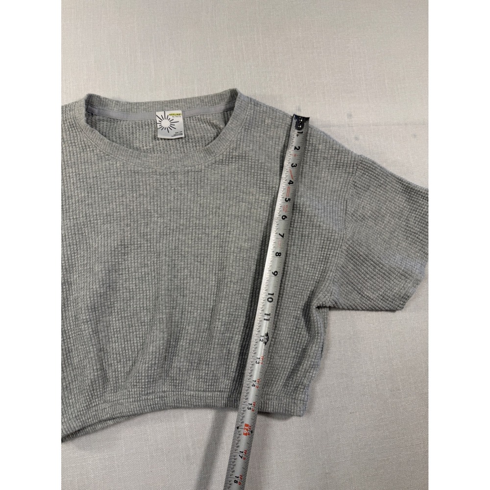 OFFLINE by Aerie Women Gray Waffle Knit Cropped T-Shirt XS 0422-1161 - Picture 8 of 8